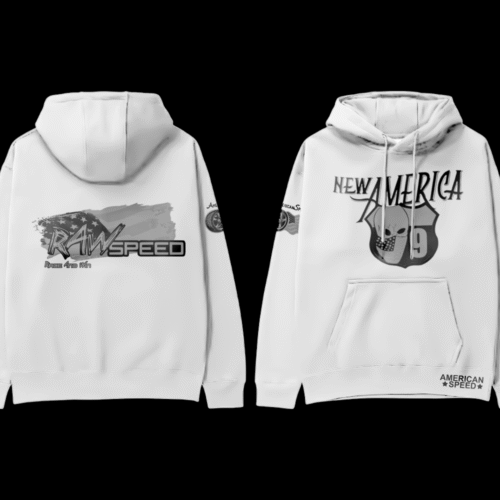 grey American Speed White Hoodie