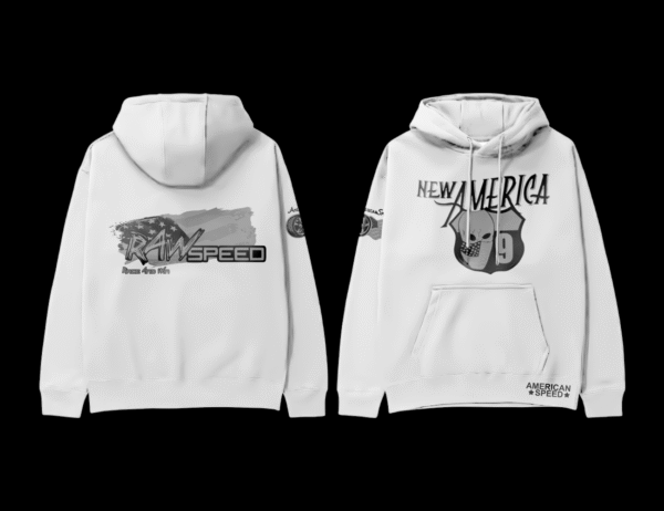 grey American Speed White Hoodie